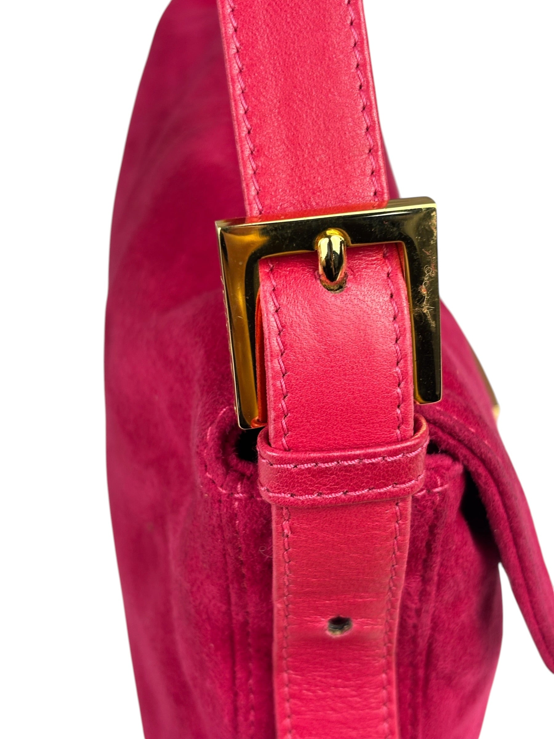 Fendi Pink Suede/Leather Trim Baguette