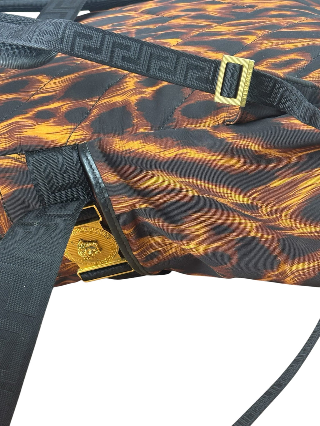 Versace Colorblock Tiger Print Medusa Head Travel Backpack