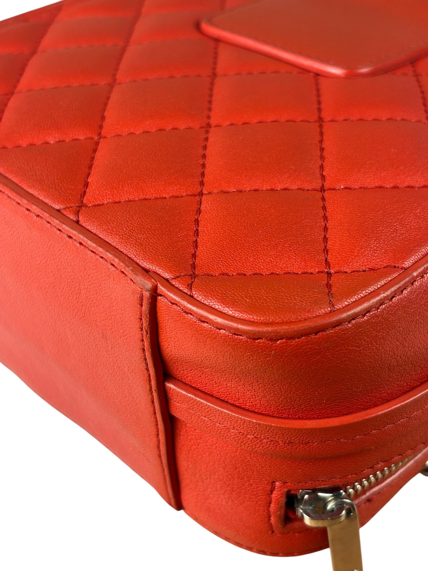 Chanel Red Quilted Lambskin Nano CC Box Camera Bag 2018