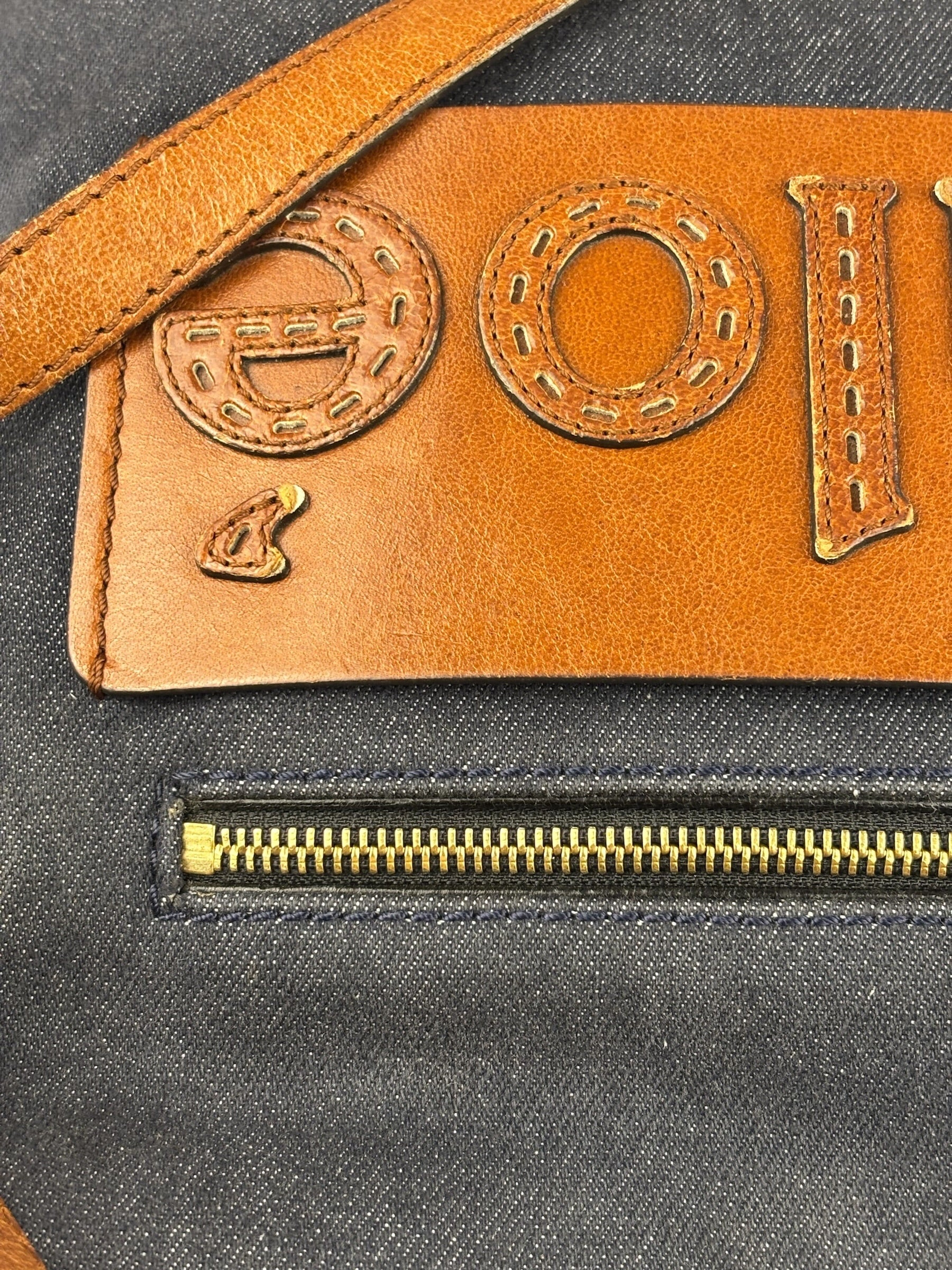 Chloe Dark Gray/Blue Harley Denim/Leather Crossbody Bag