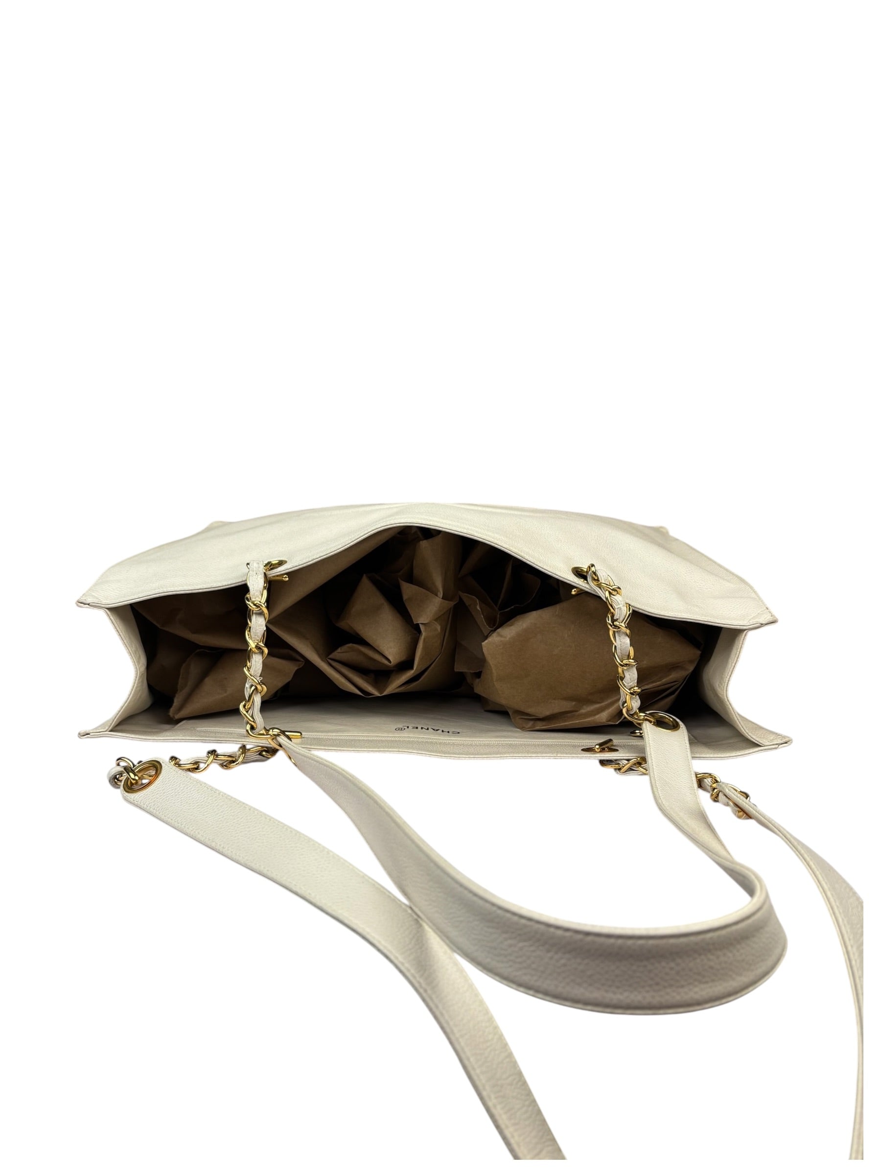 Chanel Vintage Beige Leather Timeless Tote 1996