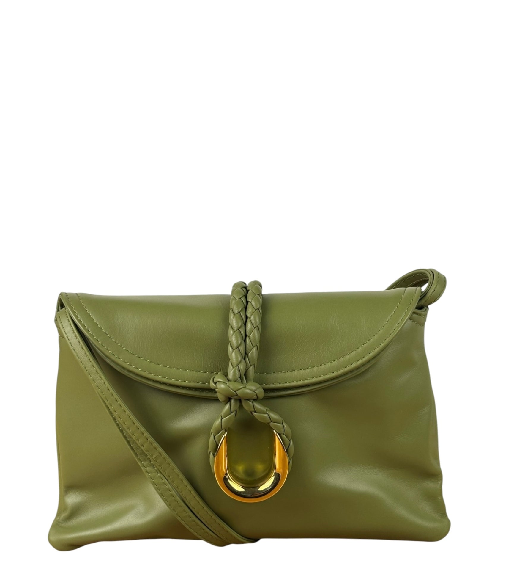 Bottega Veneta Baby Liberta Green Leather Shoulder Bag