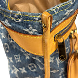 Louis Vuitton Vintage Demin Leather Trim Flat Shopper Tote Bag