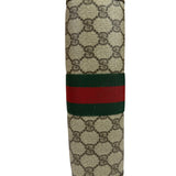Gucci Brown Leather GG Supreme Web Stripe Clutch