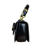 Gucci Vintage Black Leather Bamboo Top Handle Shoulder/Hand Bag