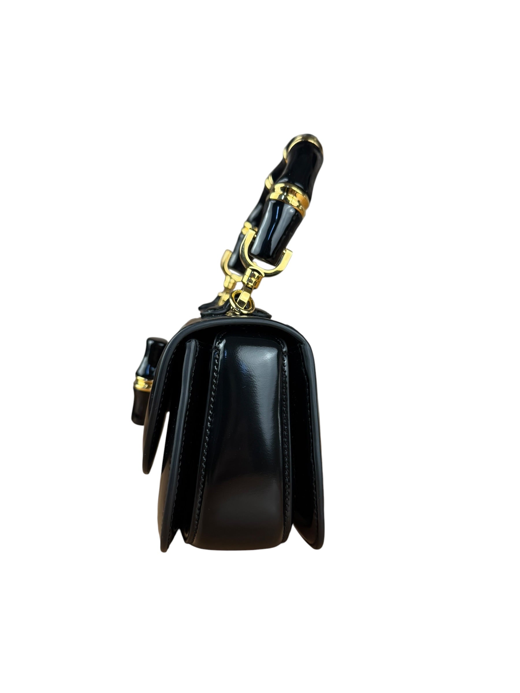 Gucci Vintage Black Leather Bamboo Top Handle Shoulder/Hand Bag
