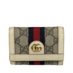 Gucci Beige Leather Trim Ophidia GG Supreme Card Case