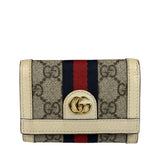 Gucci Beige Leather Trim Ophidia GG Supreme Card Case