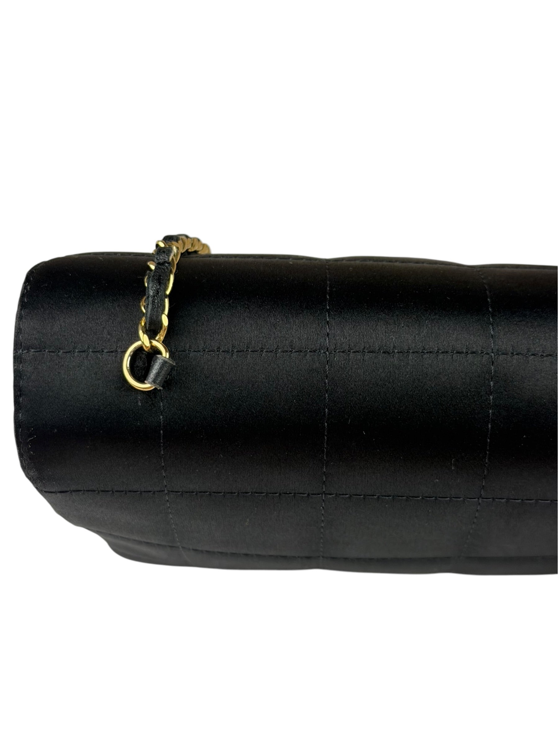 Chanel Black Satin Chocolate Bar Mini East-West Flap Bag