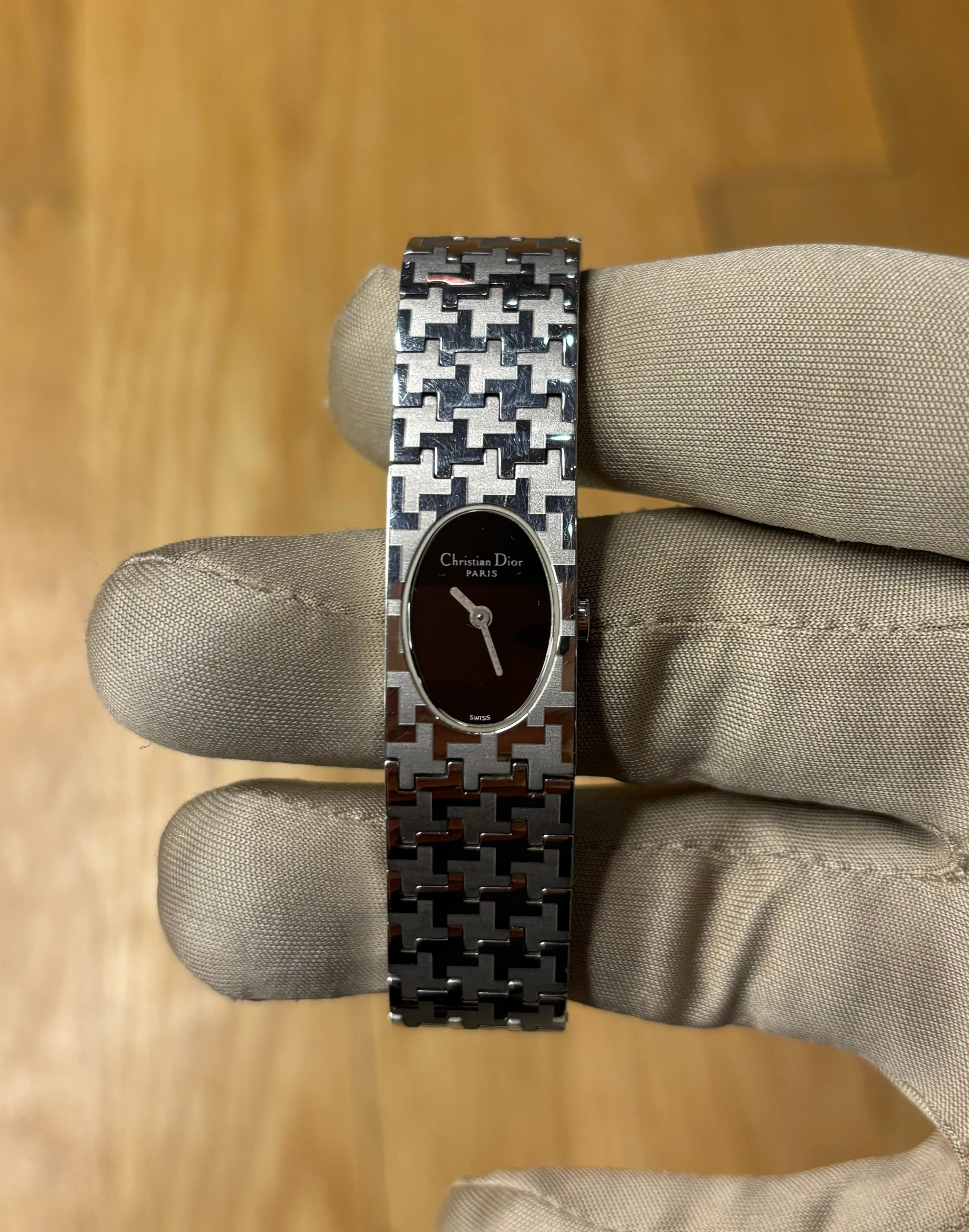 Christian Dior Black Oval Dial Steel Band