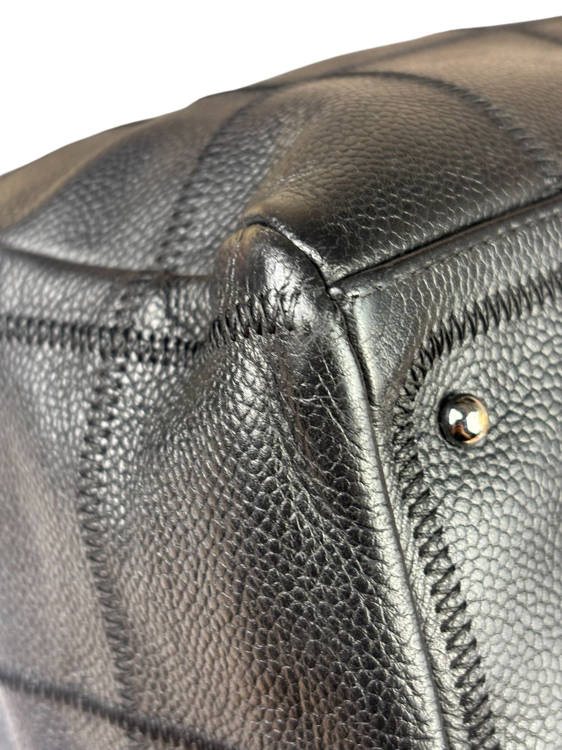 Chanel Black Quilted Leather Chocolate Bar Bowling Handbag