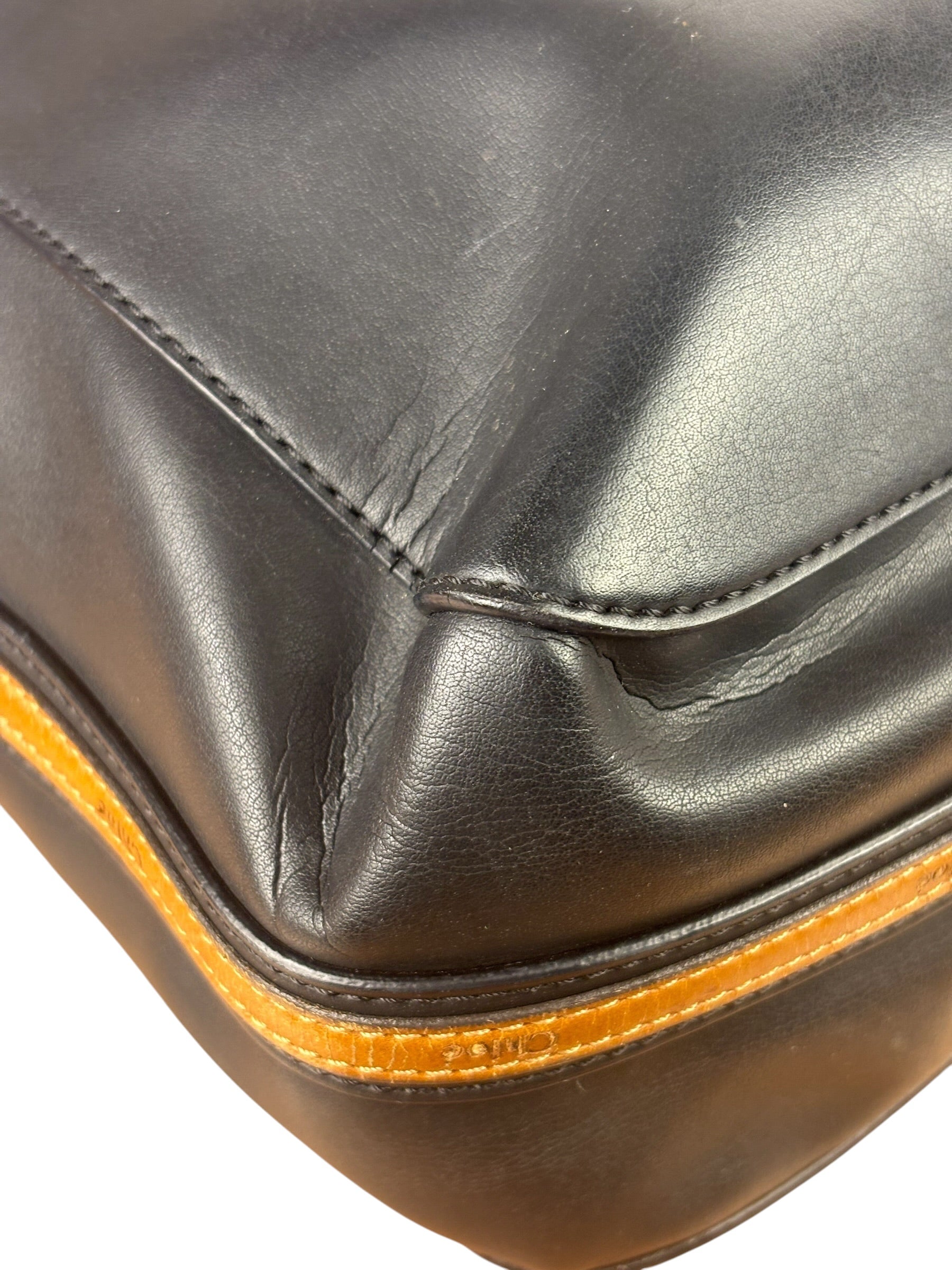 Chloe Black Leather Roy Large Zip Shoulder Bag
