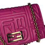 Fendi Roma Pink Leather Embossed Wallet on Chain