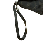 Coach Vintage Black Leather Trim C Canvas Flap Snap Clutch Wristlet