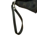 Coach Vintage Black Leather Trim C Canvas Flap Snap Clutch Wristlet