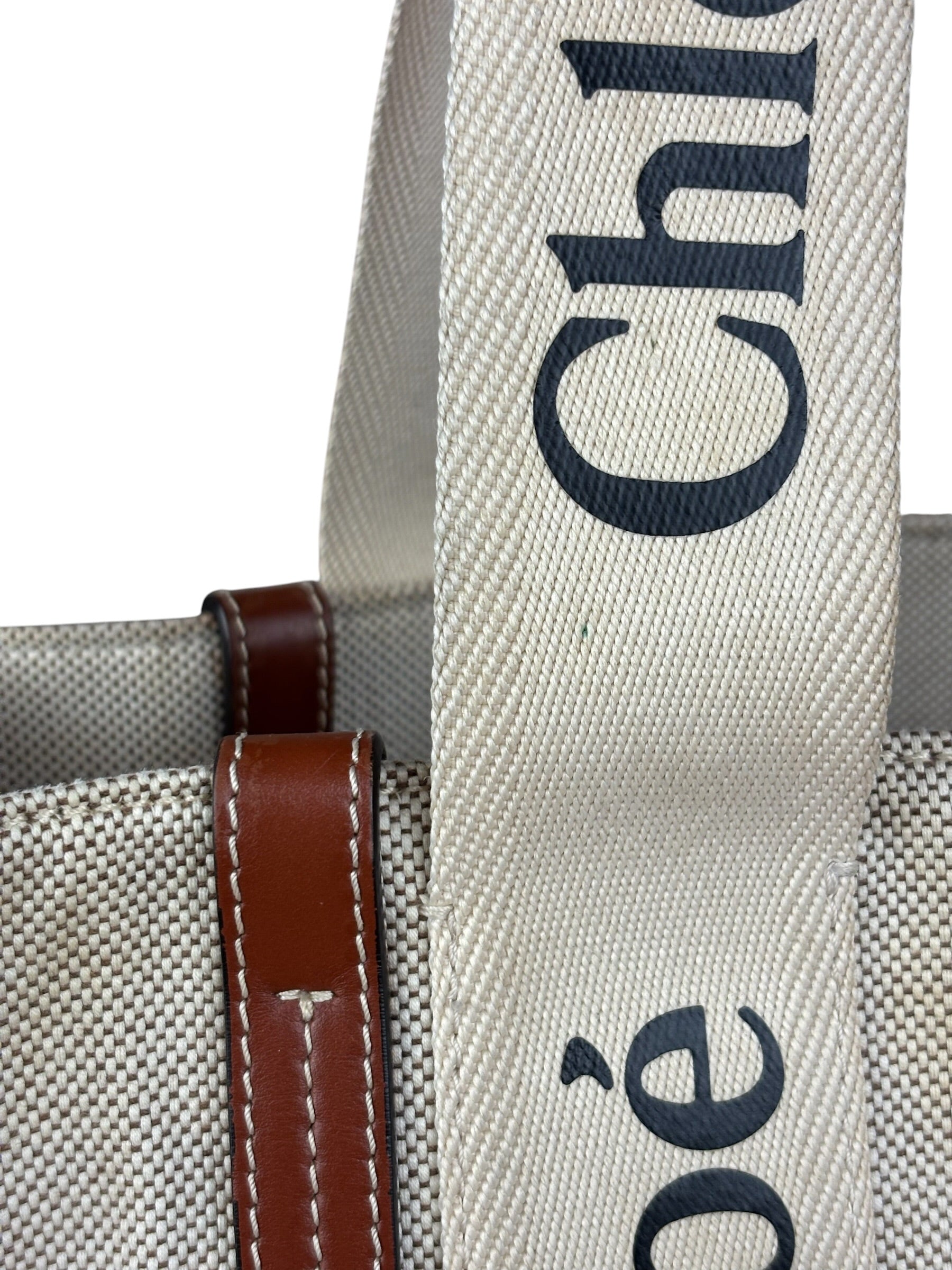 Chloe Leather Trim Woody Medium Tote Bag
