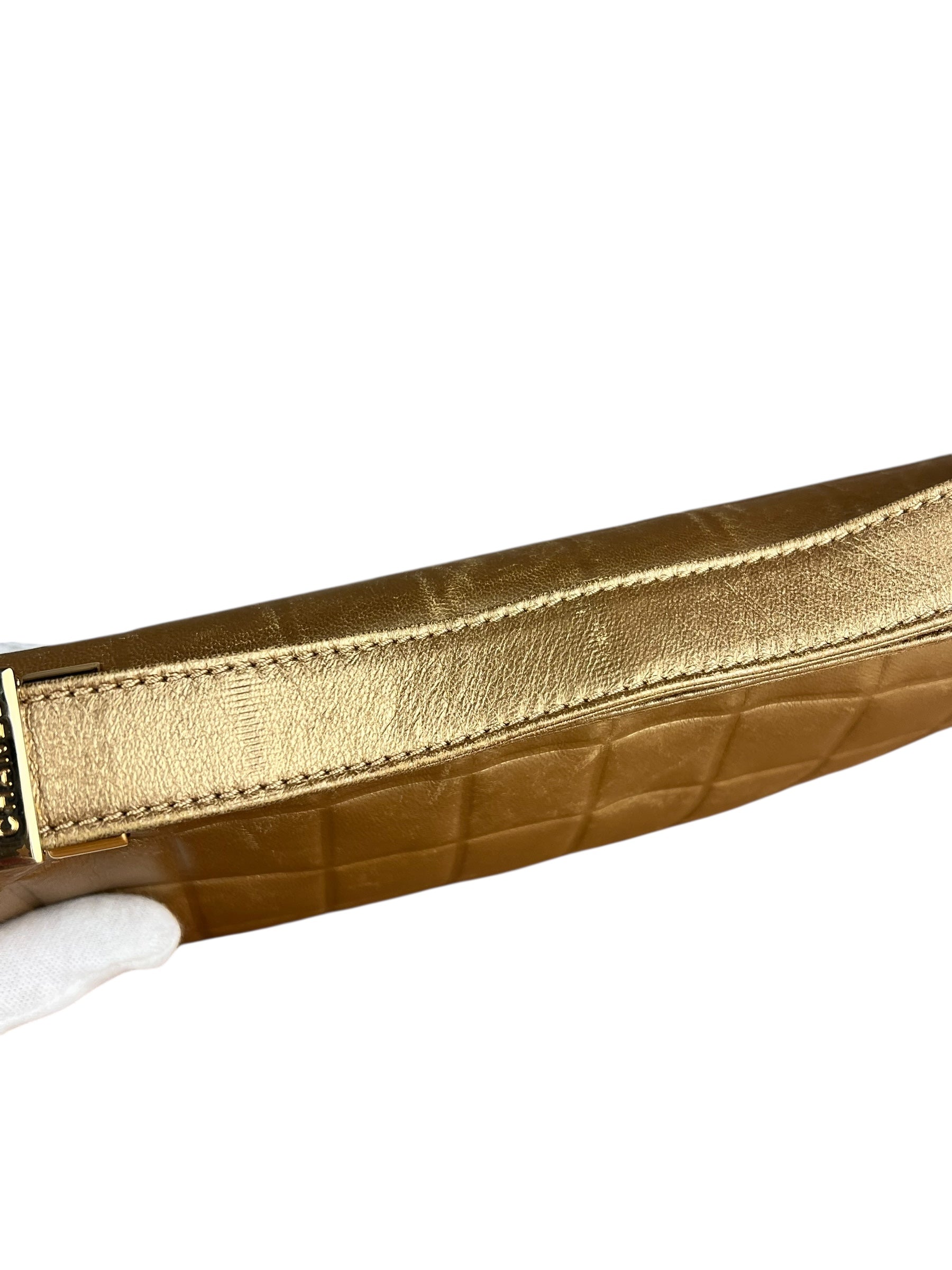 Chanel Gold Leather East West Shoulder Bag 2001