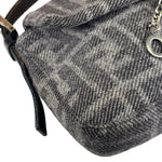 Fendi Grey/Black Leather Trim/Wool Zucca Baguette