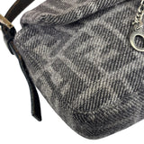 Fendi Grey/Black Leather Trim/Wool Zucca Baguette
