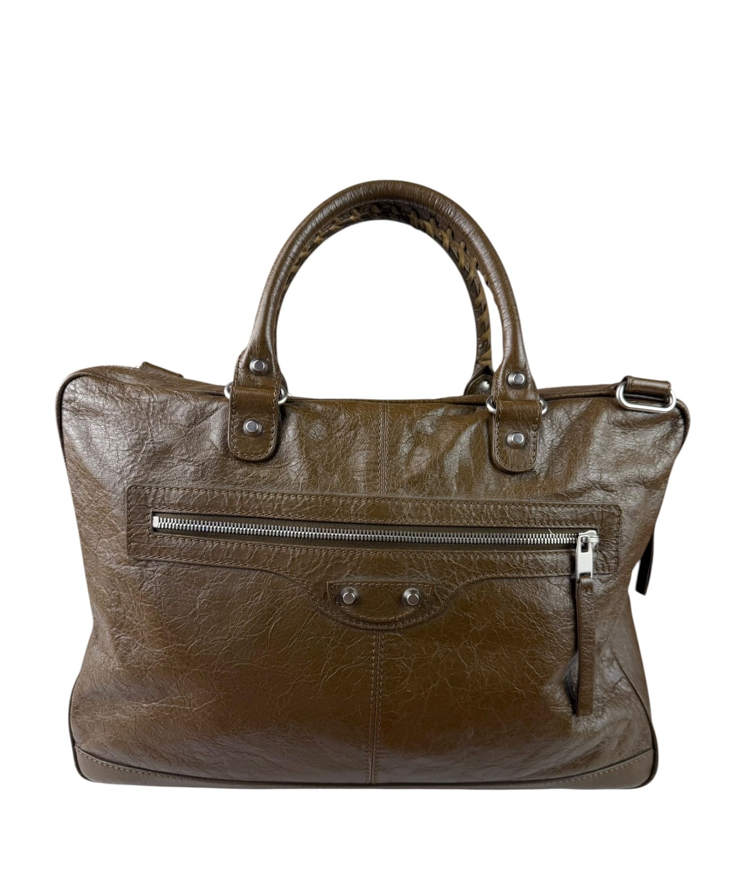 Balenciaga Brown Motocross Classic Travel Bag