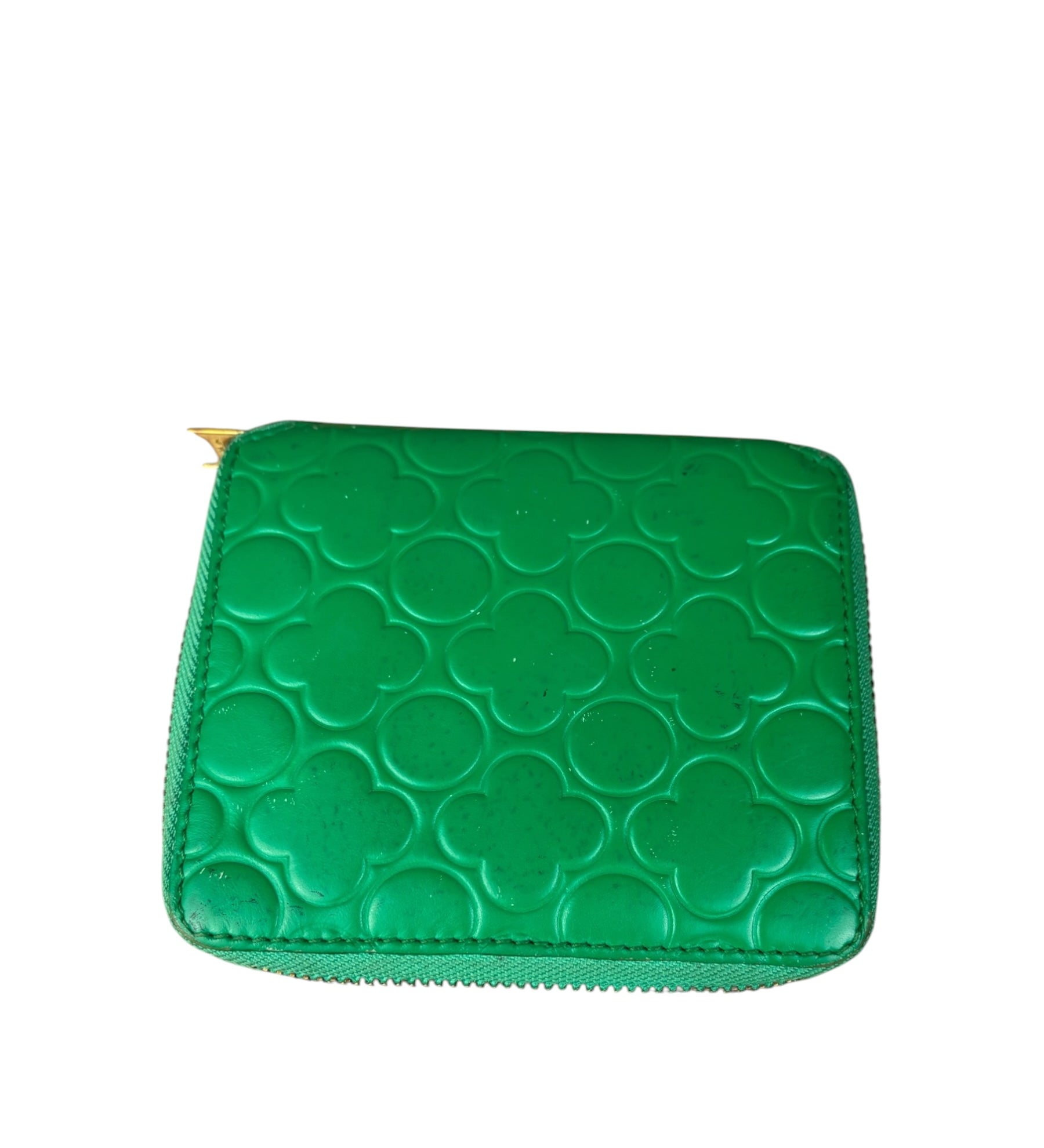 Comme Des Garcons Green Zip Around Wallet