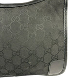 Gucci Black Canvas Leather Trim Shoulder Bag