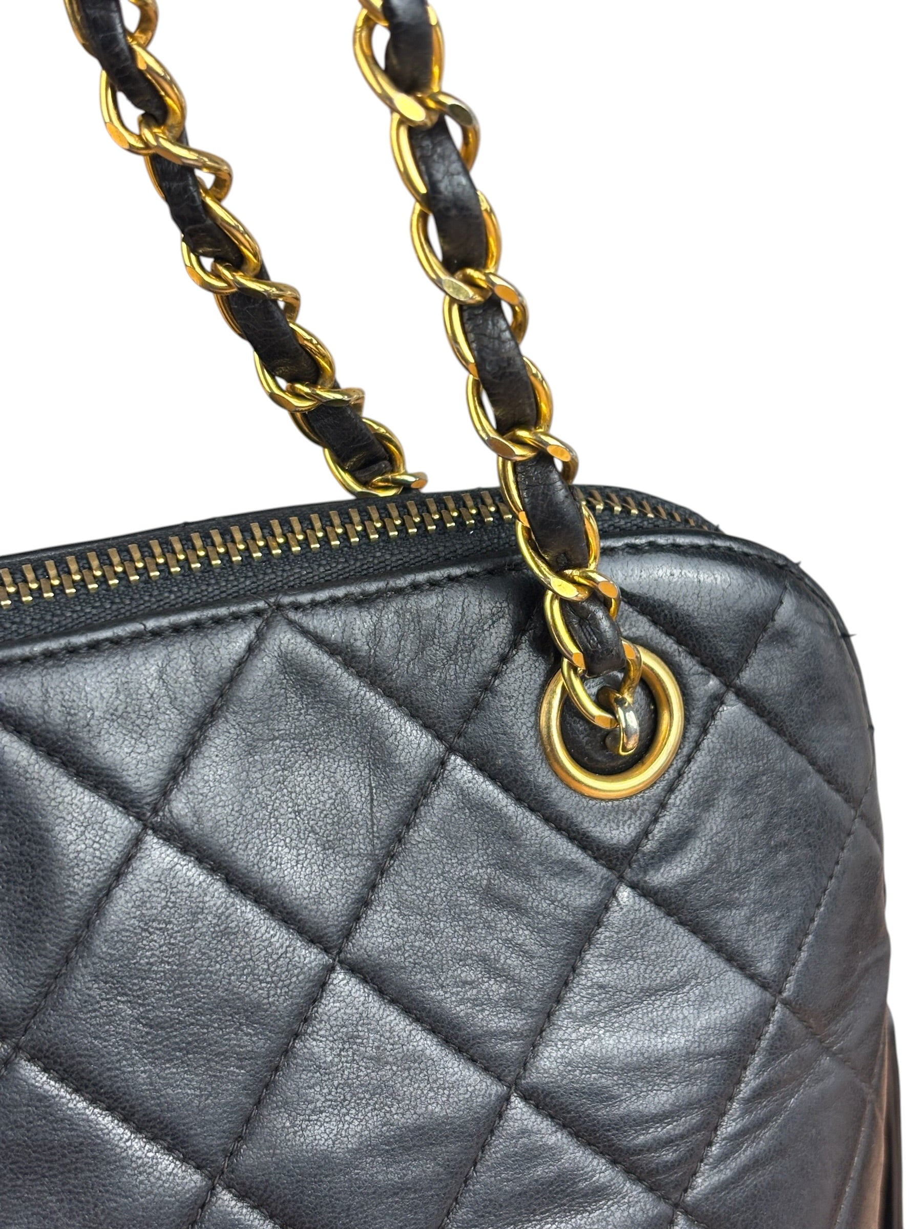 Chanel Vintage Black Leather Shoulder Bag