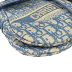 Christian Dior Blue/White Oblique Embroidered Saddle Bag