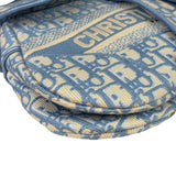 Christian Dior Blue/White Oblique Embroidered Saddle Bag