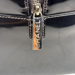 Chanel Black Leather Patent Chocolate Bar Bowler Hand Bag