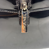 Chanel Black Leather Patent Chocolate Bar Bowler Hand Bag
