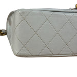 Chanel CC White Quilted Double Flap Bag 1988