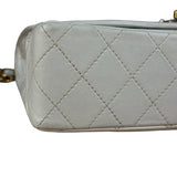 Chanel CC White Quilted Double Flap Bag 1988