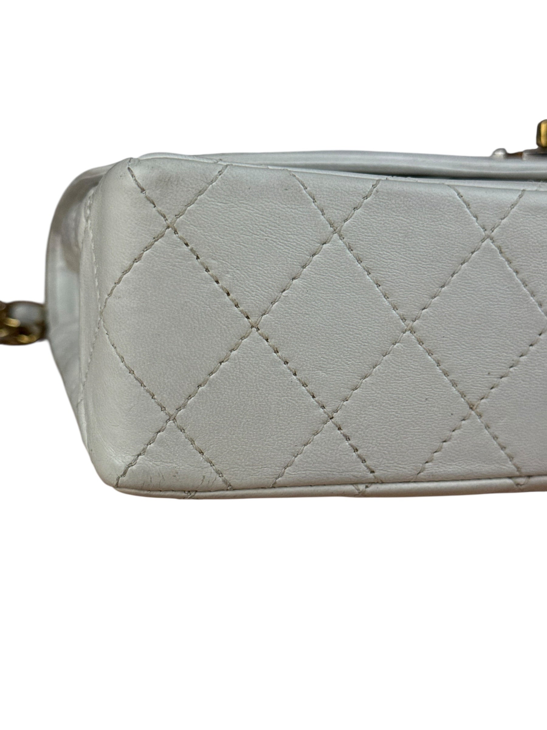 Chanel CC White Quilted Double Flap Bag 1988