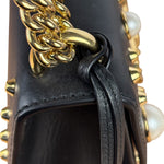 Gucci Small Pearl Studded Leather Padlock Crossbody Black