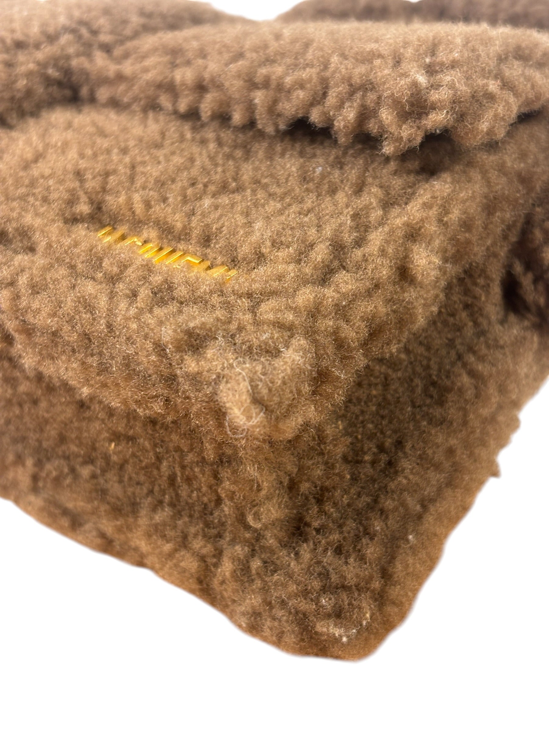 Jacquemus Brown Leather Trim  Le Bambidou Shearling Shoulder Bag