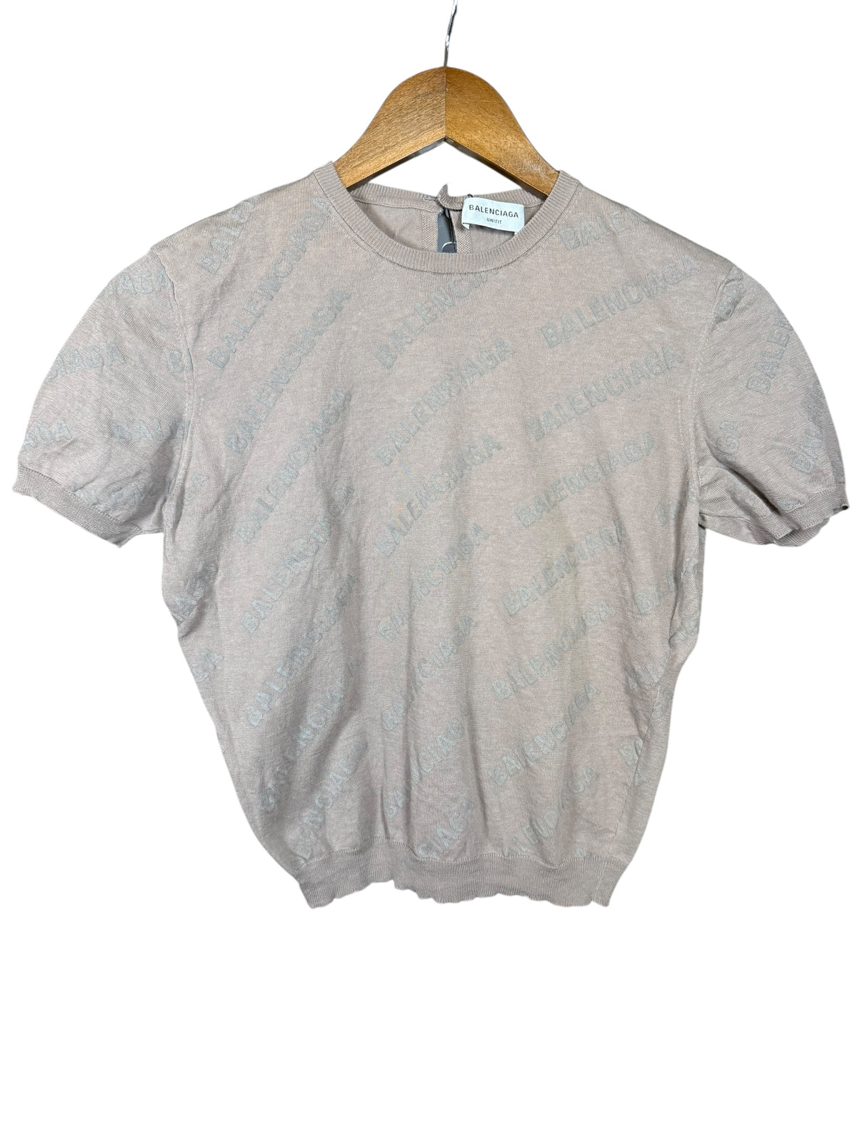 Balenciaga All Over Logo Short Sleeve Top