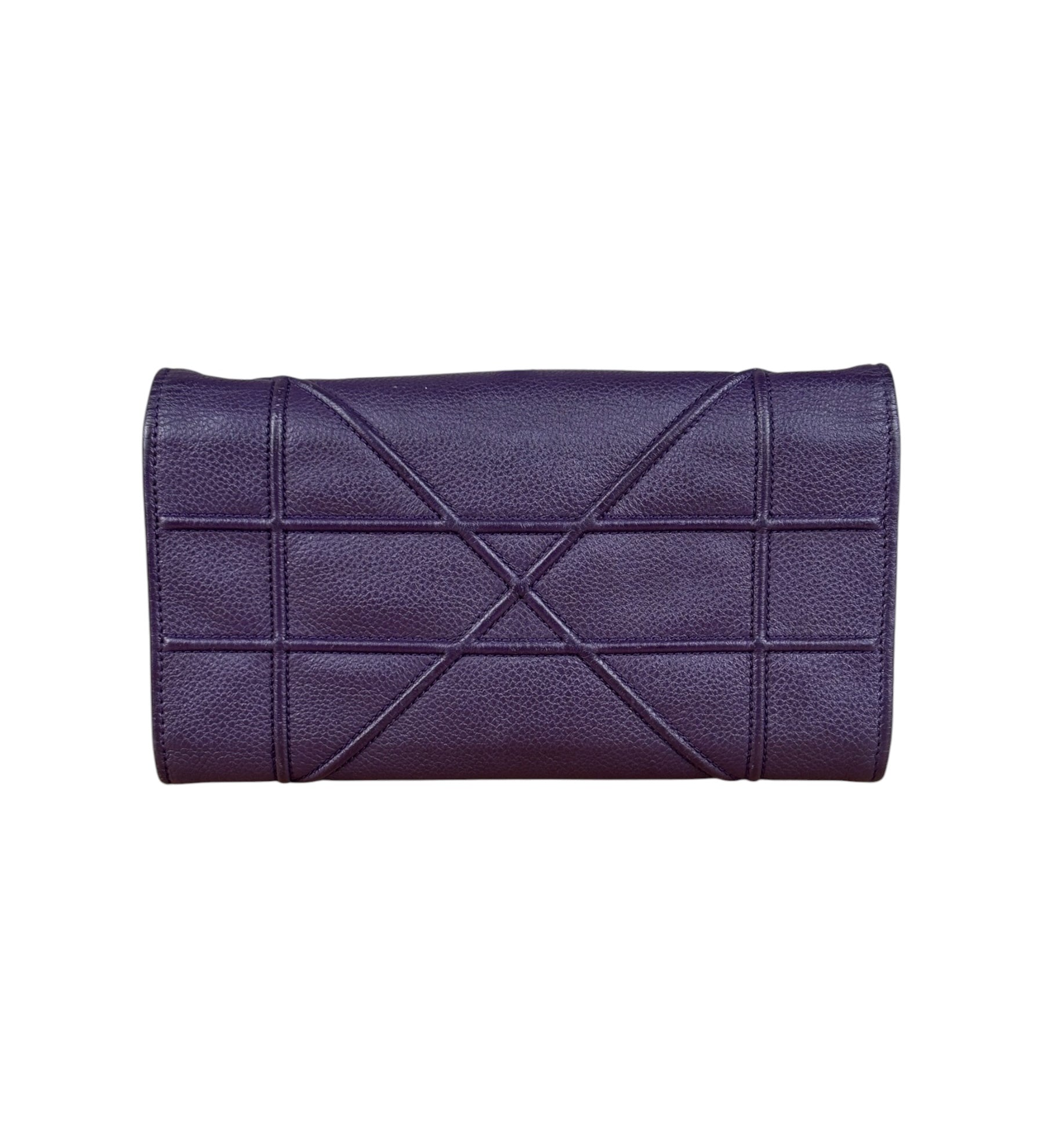 Christian Dior Purple Leather Diorama Wallet on Chain Bag
