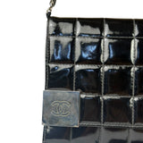 Chanel Black Patent Chocolate Bar Quilted Flap Shoulder Bag 2001