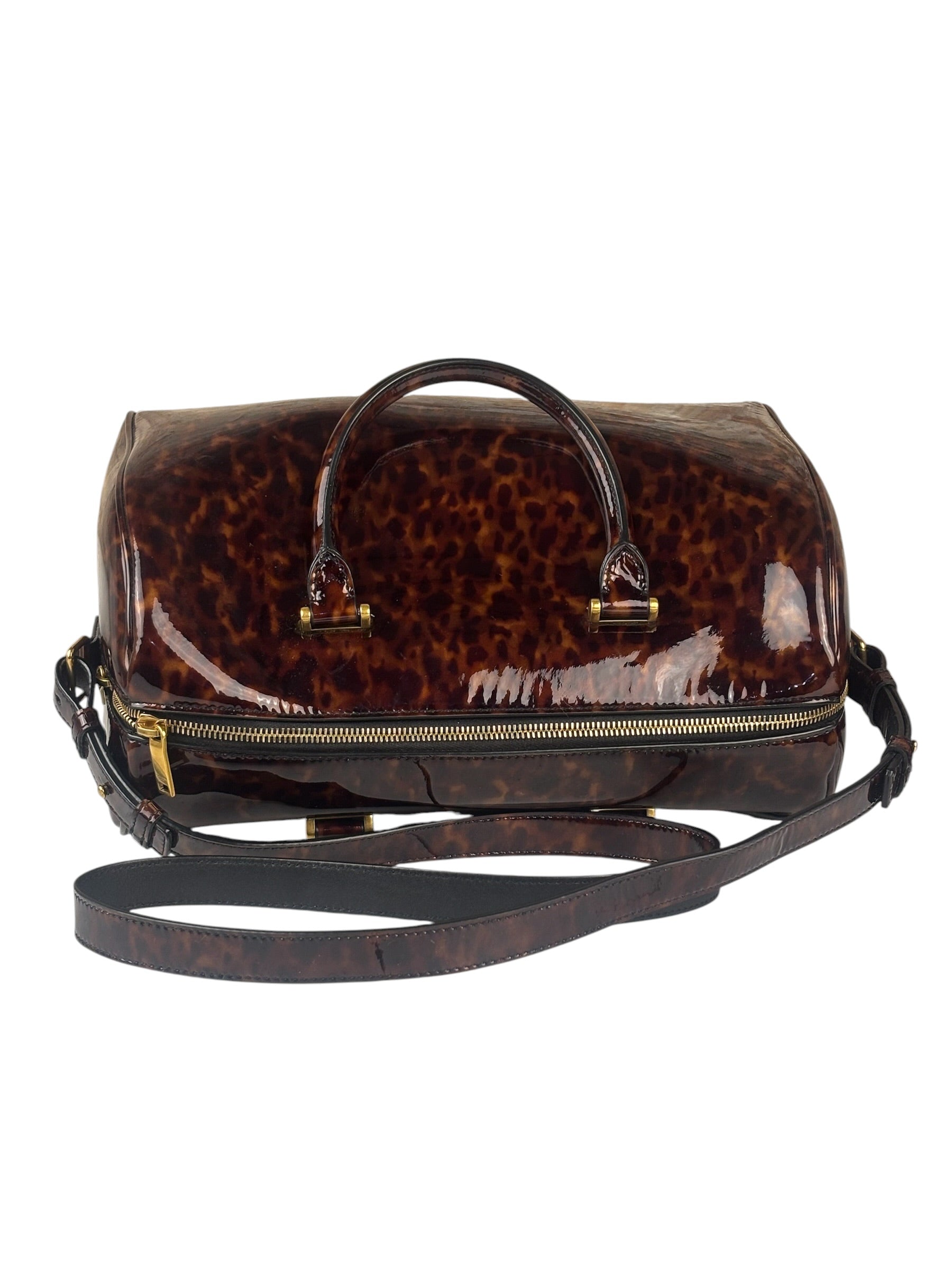 YSL Patent Leather Tortoise Shell Duffle