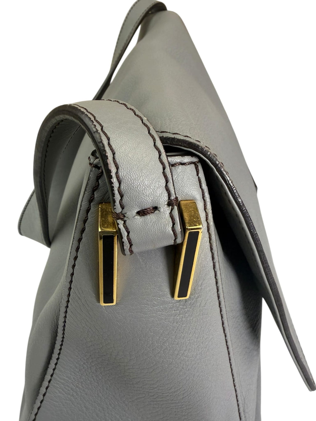 Fendi Grey Leather Shoulder Bag