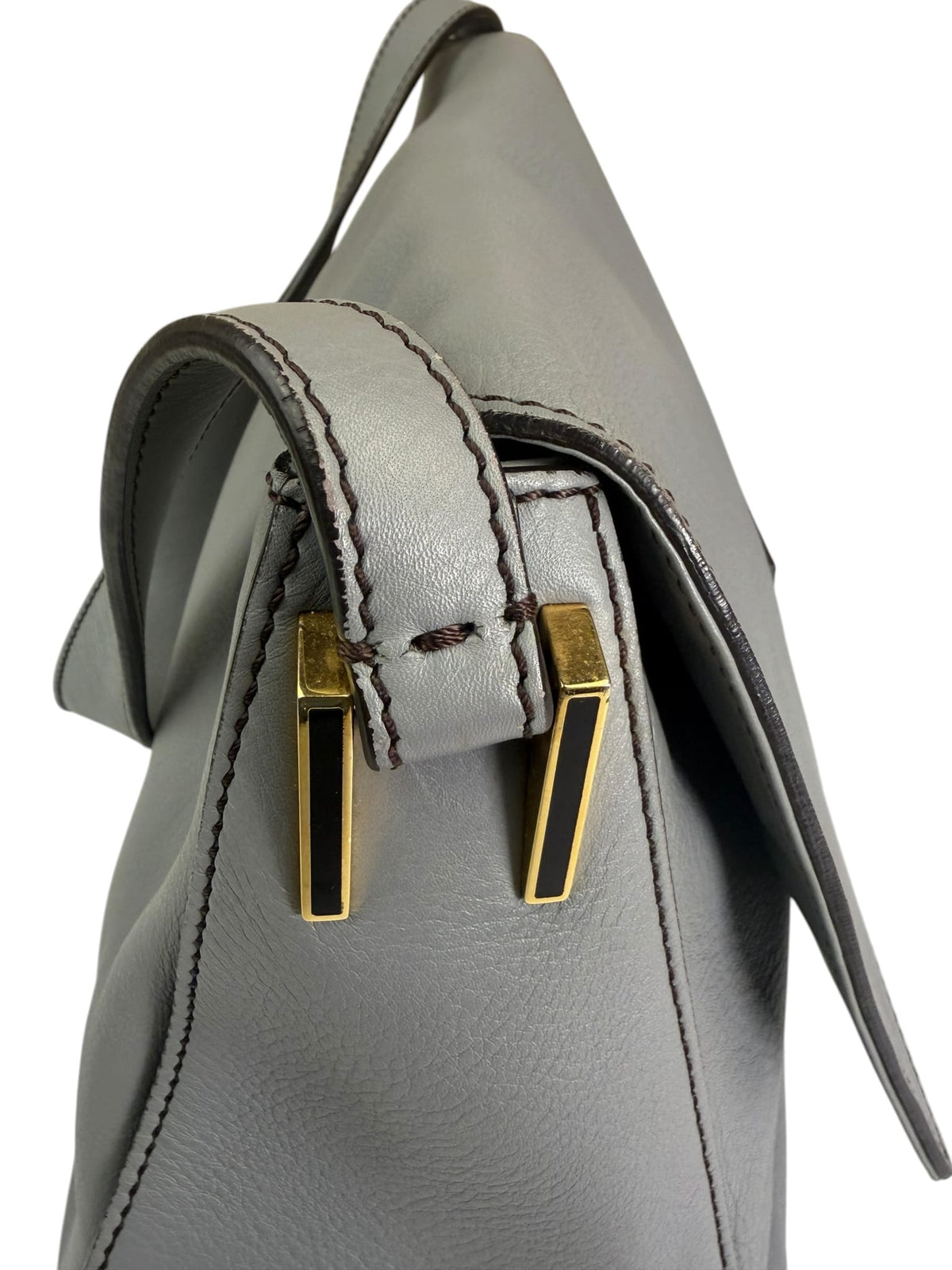 Fendi Grey Leather Shoulder Bag