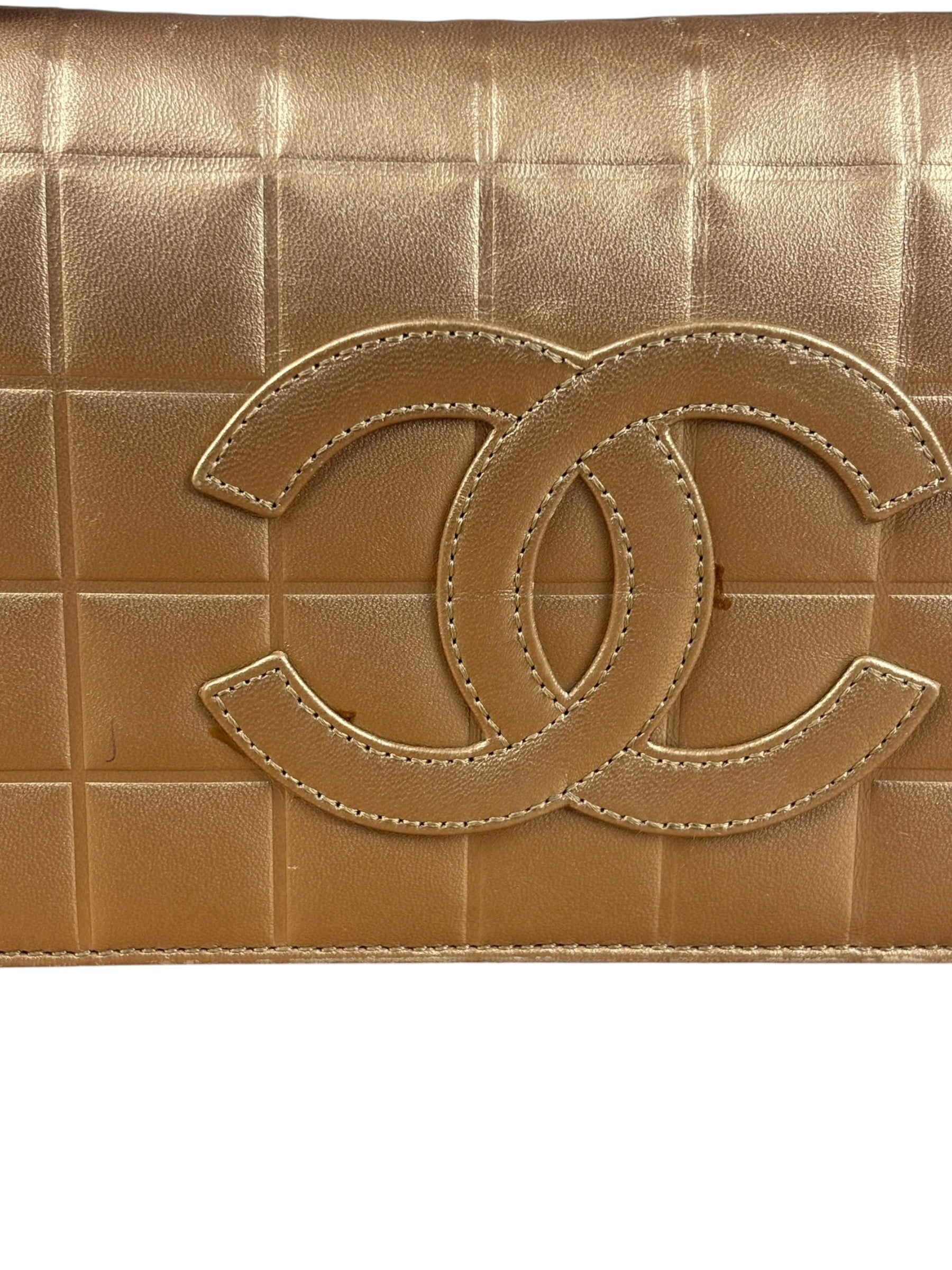 Chanel Gold Calfskin Chocolate Bar Shoulder Bag 2002