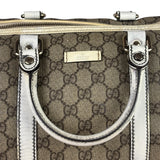 Gucci Beige/White Leather Trim GG Joy Boston Bag