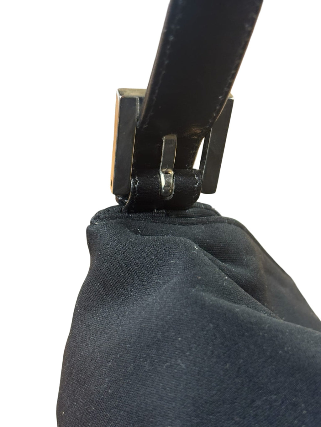 Fendi Black Leather Trim Neoprene Baguette