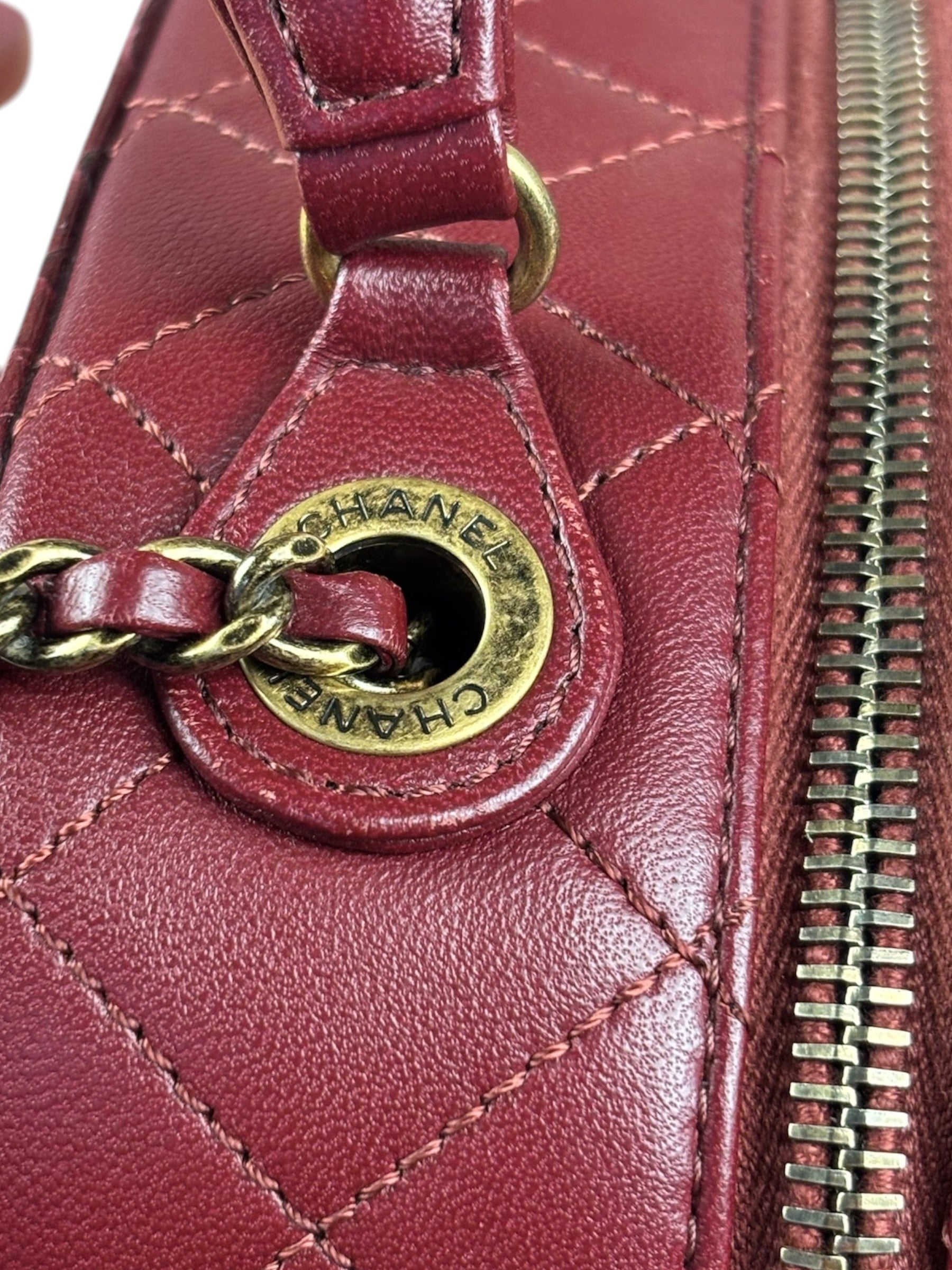 Chanel Burgundy Python Quilted Leather Vanity Two-Way Bag 2017