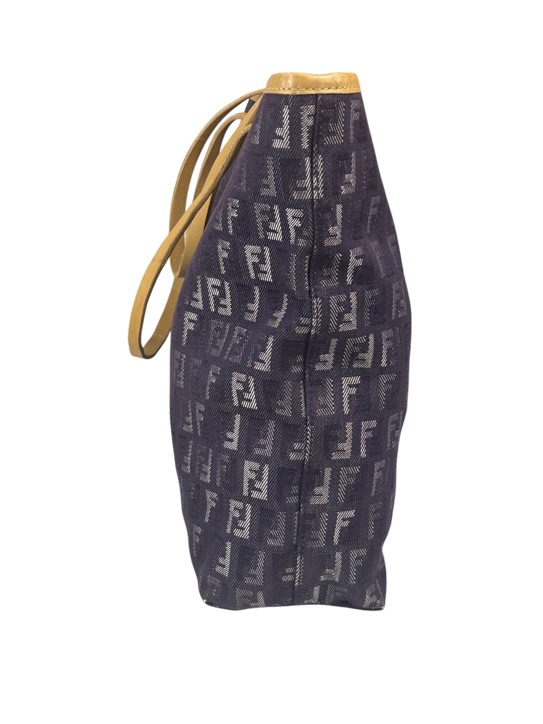 Fendi Purple Denim Roll Zucchino Tote