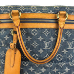 Louis Vuitton Denim Leather Trim Monogram Flat Tote Bag
