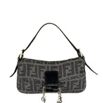 Fendi Grey/Black Leather Trim/Wool Zucca Baguette