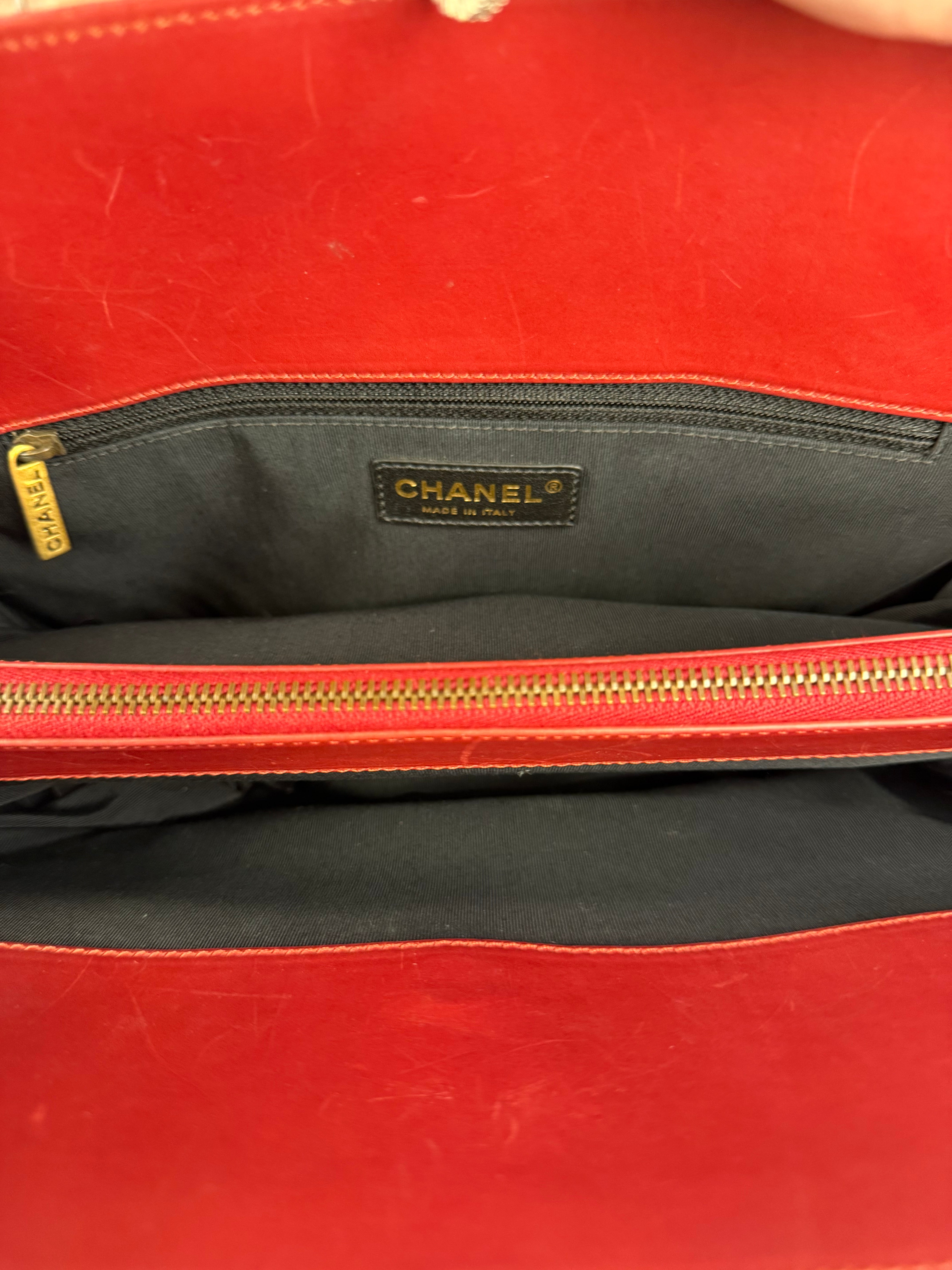 Chanel Red Leather Large Jetsetter Boy 2Way Handbag 2011